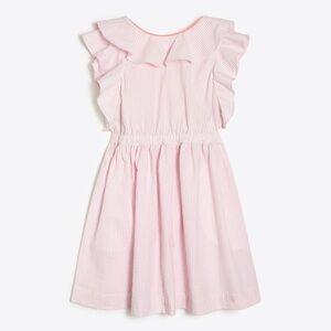 Crewcuts White and Pink Seersucker Girl’s Ruffled Sz 7 100% Cotton Preppy Dress